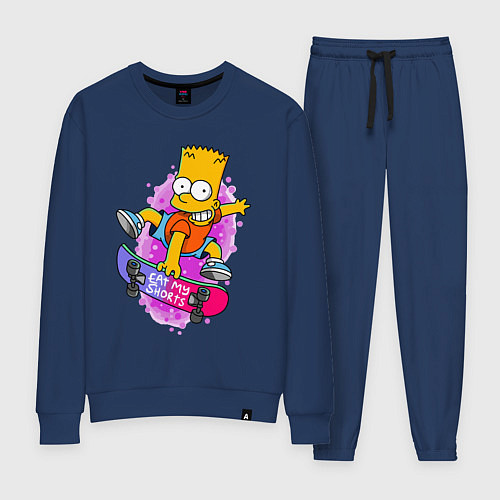 Женский костюм Барт Симпсон на скейтборде - Eat my shorts! / Тёмно-синий – фото 1