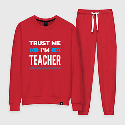 Костюм хлопковый женский Trust me Im teacher, цвет: красный