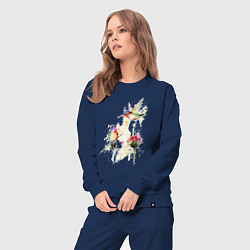 Костюм хлопковый женский Живопись полет колибри, цвет: тёмно-синий — фото 2