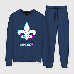Костюм хлопковый женский Saints Row в стиле glitch и баги графики, цвет: тёмно-синий