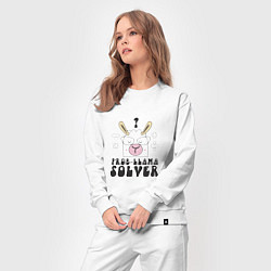 Костюм хлопковый женский Prob-llama solver, цвет: белый — фото 2