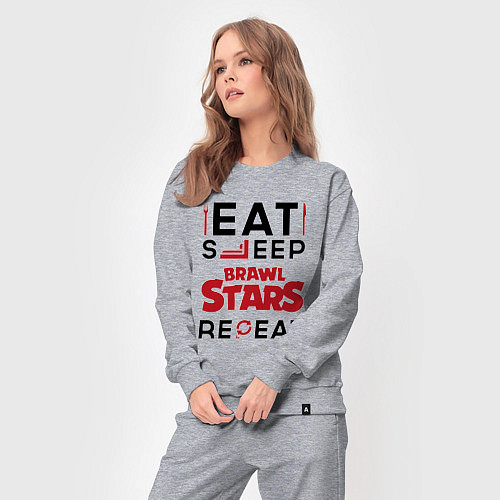 Женский костюм Надпись: eat sleep Brawl Stars repeat / Меланж – фото 3