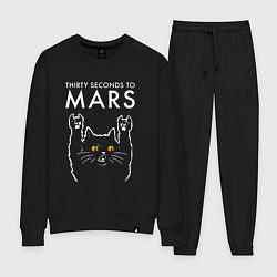 Костюм хлопковый женский Thirty Seconds to Mars rock cat, цвет: черный