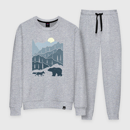 Женский костюм Лиса и медведь в горах / Меланж – фото 1