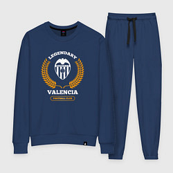 Костюм хлопковый женский Лого Valencia и надпись legendary football club, цвет: тёмно-синий