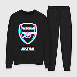Костюм хлопковый женский Arsenal FC в стиле glitch, цвет: черный