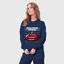 Костюм хлопковый женский Кёрлинг- спорт для стрессоустойчивых, цвет: тёмно-синий — фото 2