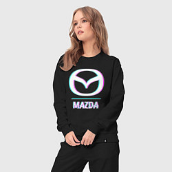 Костюм хлопковый женский Значок Mazda в стиле glitch, цвет: черный — фото 2