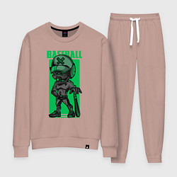 Костюм хлопковый женский Пёс бейсболист, цвет: пыльно-розовый