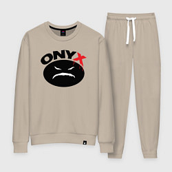 Костюм хлопковый женский Onyx logo black, цвет: миндальный