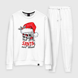 Костюм хлопковый женский Santa is not dead, skull in red hat, holly, цвет: белый