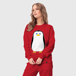 Костюм хлопковый женский Красивый пингвин, цвет: красный — фото 2
