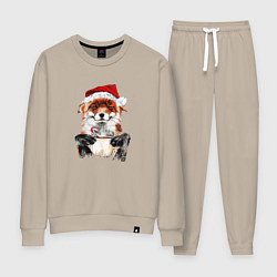 Костюм хлопковый женский Christmas smile foxy, цвет: миндальный