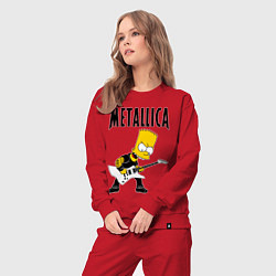 Костюм хлопковый женский Металлика Барт Симпсон, цвет: красный — фото 2