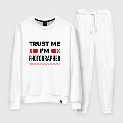 Костюм хлопковый женский Trust me - Im photographer, цвет: белый