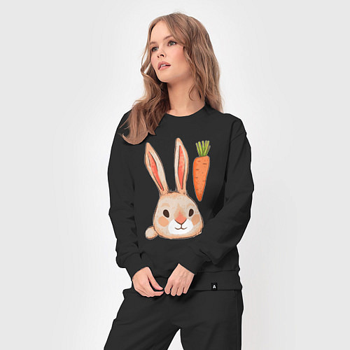 Женский костюм Заяц с морковкой / Черный – фото 3