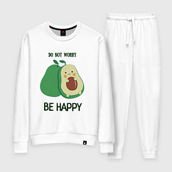 Костюм хлопковый женский Dont worry be happy - avocado, цвет: белый