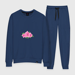 Костюм хлопковый женский Букет роз, цвет: тёмно-синий
