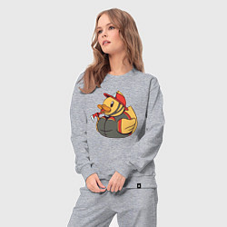 Костюм хлопковый женский Резиновая утка пожарный, цвет: меланж — фото 2
