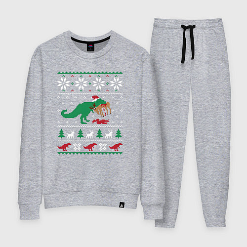 Женский костюм Новогодний тирекс - ugly sweater / Меланж – фото 1