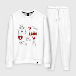 Костюм хлопковый женский Happy valentines day love, цвет: белый