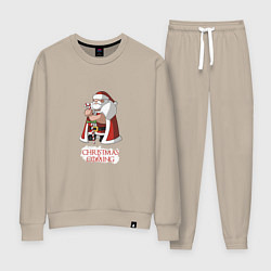 Костюм хлопковый женский Christmas is coming, цвет: миндальный