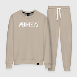 Костюм хлопковый женский Wednesday Logo, цвет: миндальный
