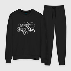 Костюм хлопковый женский Merry christmas fun, цвет: черный