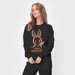 Костюм хлопковый женский A rabbit with a bloody knife, цвет: черный — фото 2