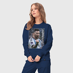 Костюм хлопковый женский Viva la Argentina - Lionel Messi - world champion, цвет: тёмно-синий — фото 2