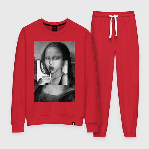 Женский костюм Мона Лиза с чупа чупсом - чёрно белая / Красный – фото 1