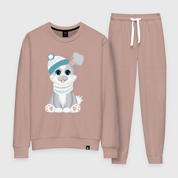 Костюм хлопковый женский Зайчик в шапке, цвет: пыльно-розовый