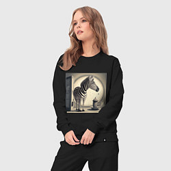 Костюм хлопковый женский Забавная зебра, цвет: черный — фото 2