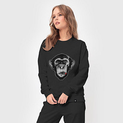 Костюм хлопковый женский Шимпанзе с сигарой, цвет: черный — фото 2