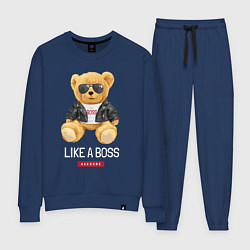 Костюм хлопковый женский Like a boss мишка, цвет: тёмно-синий