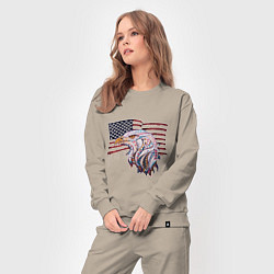 Костюм хлопковый женский American eagle, цвет: миндальный — фото 2