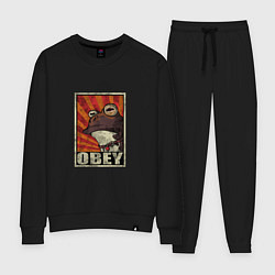 Костюм хлопковый женский Obey frog, цвет: черный