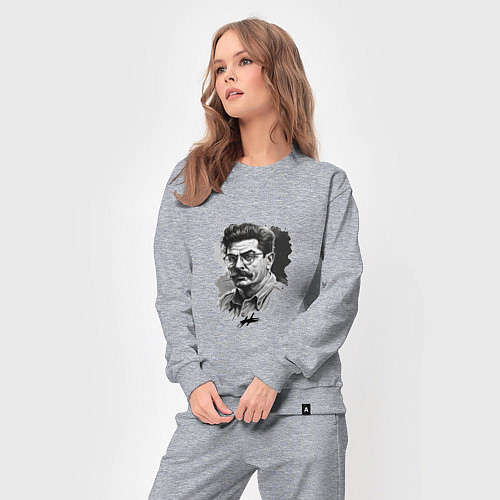 Женский костюм Сталин в черно-белом исполнении / Меланж – фото 3