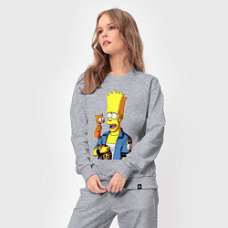 Костюм хлопковый женский Барт Симпсон и Снежок - нейросеть, цвет: меланж — фото 2