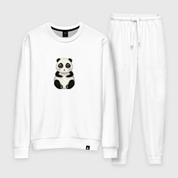 Костюм хлопковый женский Мультяшная панда, цвет: белый