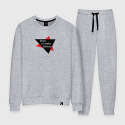 Костюм хлопковый женский Born to make history, цвет: меланж