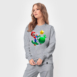 Костюм хлопковый женский Марио, Йоши и звезда, цвет: меланж — фото 2