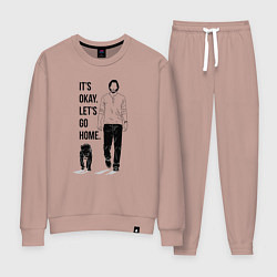 Костюм хлопковый женский Its okay lets go home, цвет: пыльно-розовый