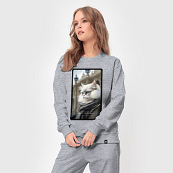 Костюм хлопковый женский Санкт-Петербург котик, цвет: меланж — фото 2