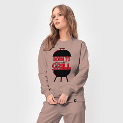 Костюм хлопковый женский Born to grill, цвет: пыльно-розовый — фото 2