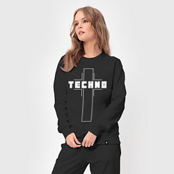 Костюм хлопковый женский Techno крест, цвет: черный — фото 2