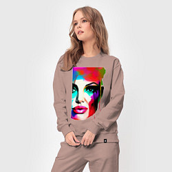 Костюм хлопковый женский Angelina Jolie - watercolor - sketch, цвет: пыльно-розовый — фото 2