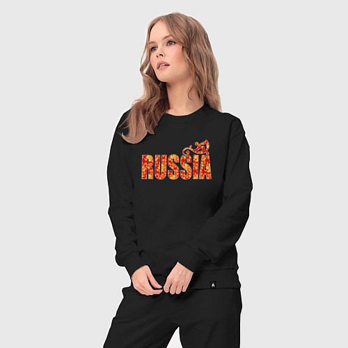 Женский костюм Russia: в стиле хохлома / Черный – фото 3