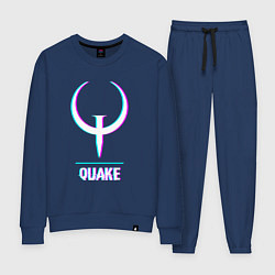 Костюм хлопковый женский Quake в стиле glitch и баги графики, цвет: тёмно-синий