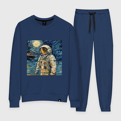 Женский костюм Космонавт на луне в стиле Ван Гог / Тёмно-синий – фото 1